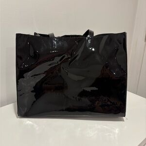 Black Patin Leather Tote Bag